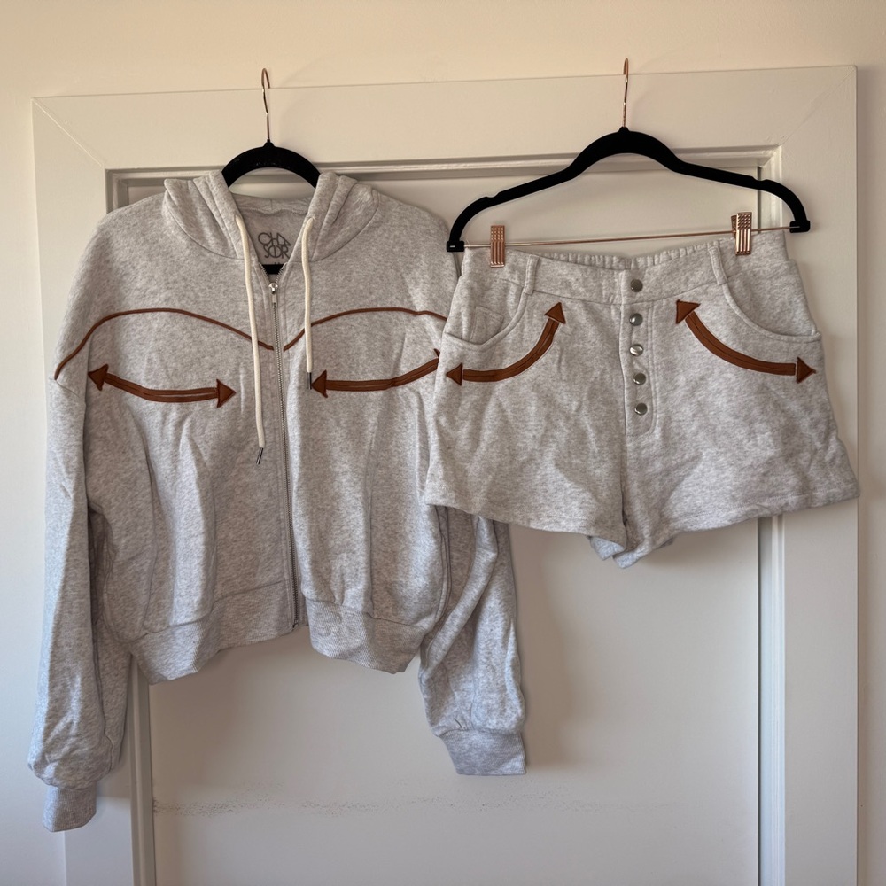 Chaser Light Heather Gray Hoodie & Short Set